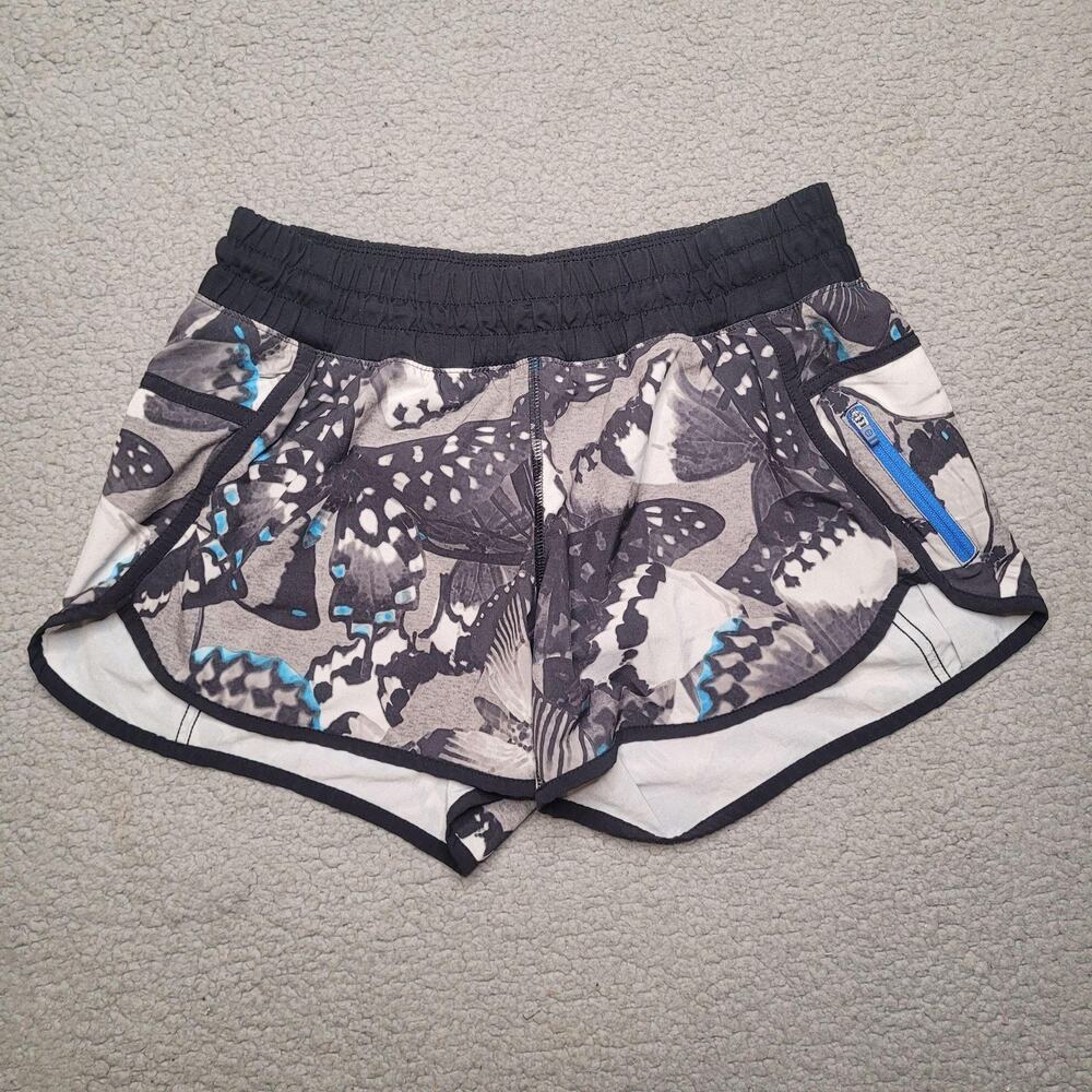 Lululemon Tracker Shorts 8 Exploded So Fly Butterfly Angel Wing Black Running - Picture 2 of 12